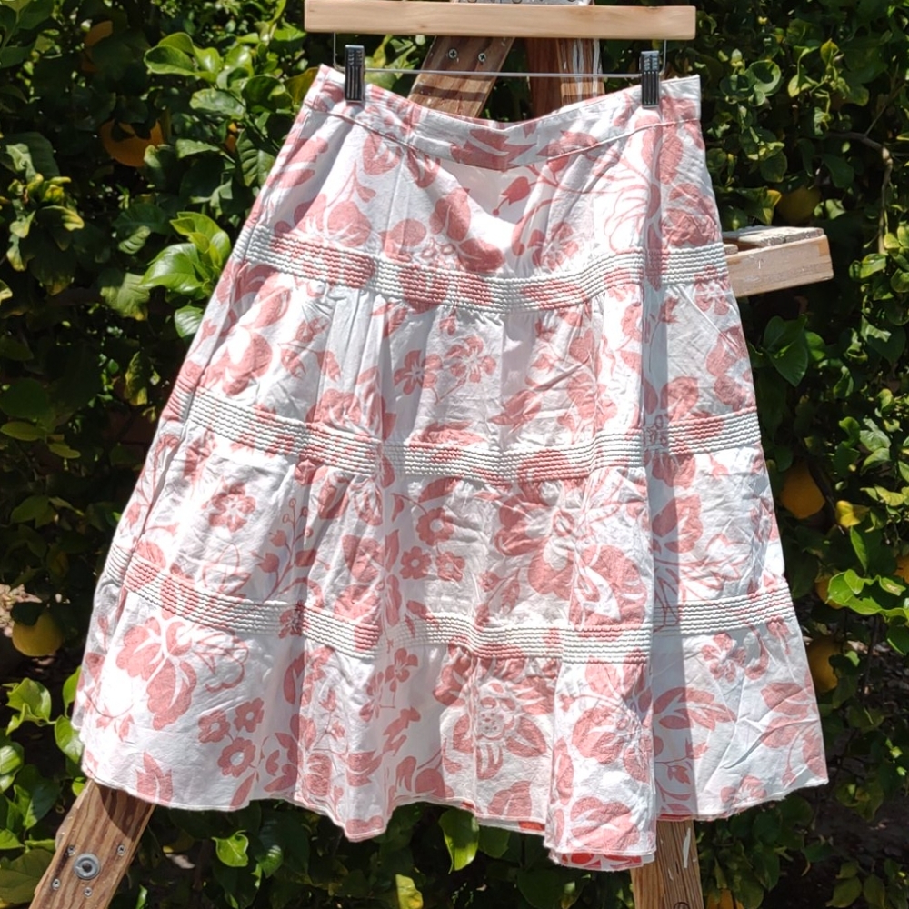 Roxi Full 4 Tiered Skirt Beachy Coral Floral